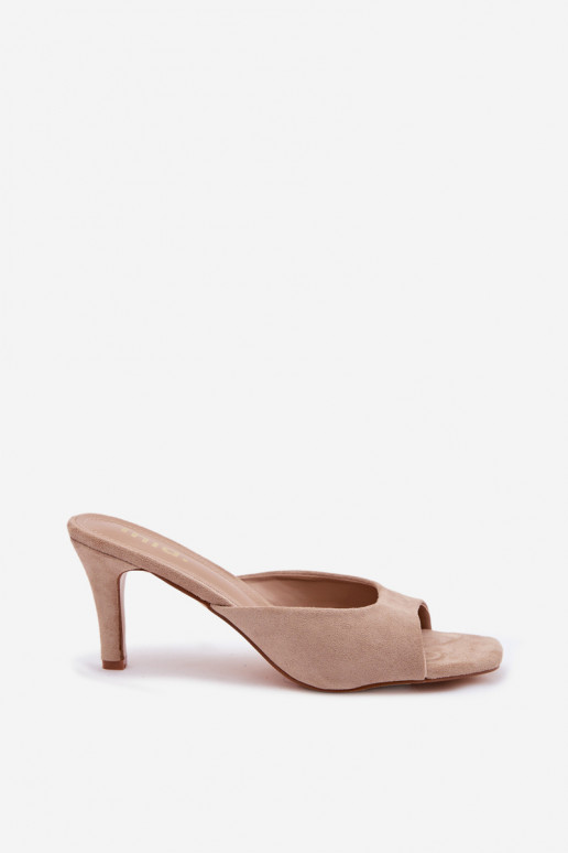 Dámske papuče Zapnuté Smukłym Obcasie béžová Revina