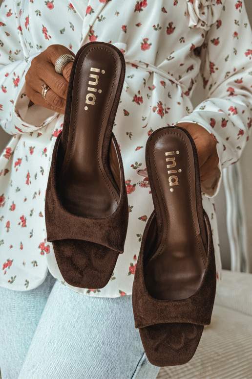 Dámske papuče Zapnuté Smukłym Obcasie CzekoladoIne Revina
