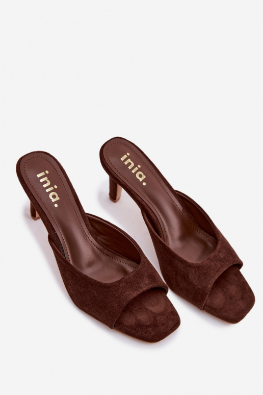 Dámske papuče Zapnuté Smukłym Obcasie CzekoladoIne Revina