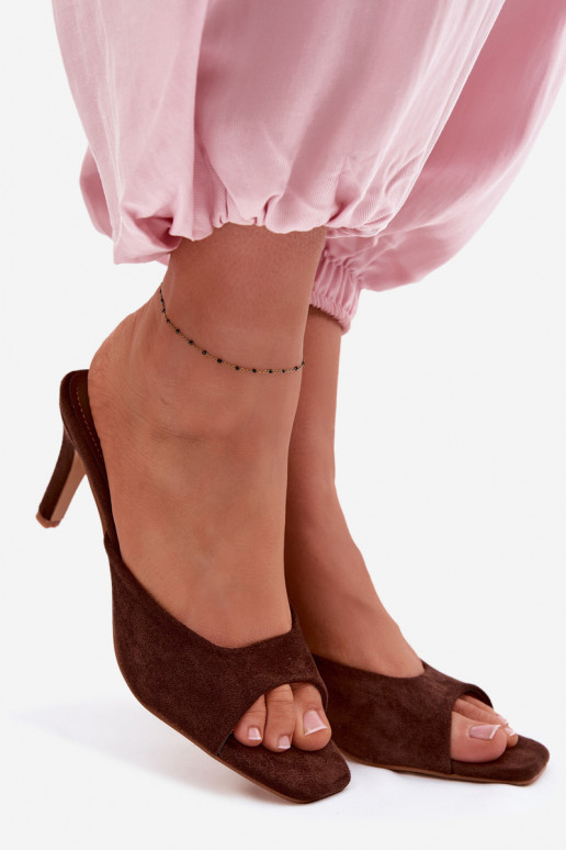 Dámske papuče Zapnuté Smukłym Obcasie CzekoladoIne Revina