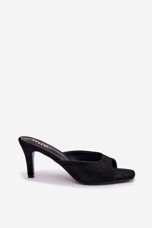 Dámske papuče Zapnuté Smukłym Obcasie čierna Revina