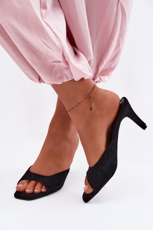 Dámske papuče Zapnuté Smukłym Obcasie čierna Revina