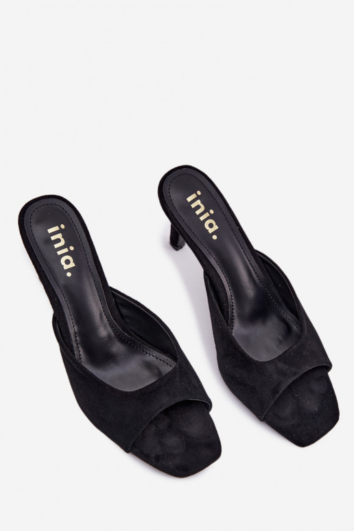 Dámske papuče Zapnuté Smukłym Obcasie čierna Revina