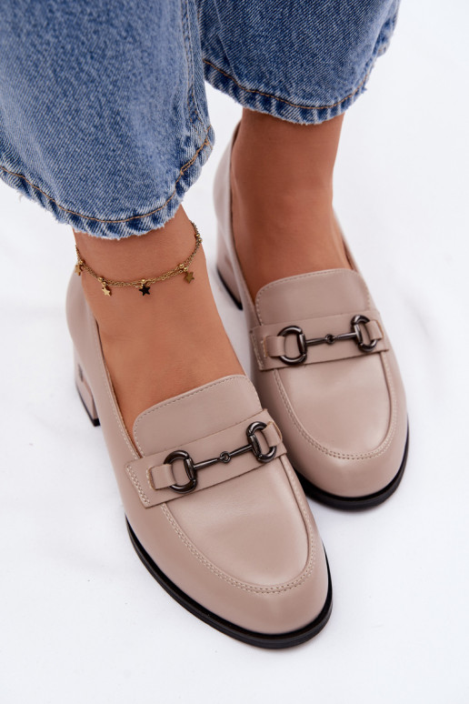 Kožené topánky Dámske s podpätkami Vinceza 18116 béžová