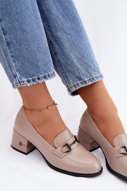 Kožené topánky Dámske s podpätkami Vinceza 18116 béžová