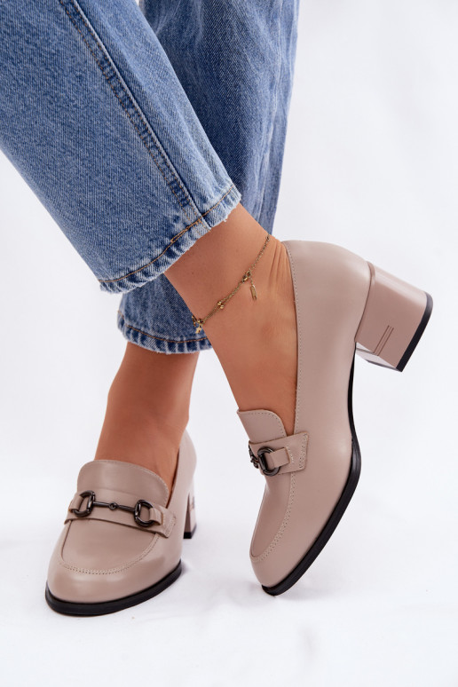 Kožené topánky Dámske s podpätkami Vinceza 18116 béžová