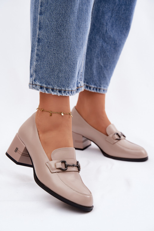 Kožené topánky Dámske s podpätkami Vinceza 18116 béžová