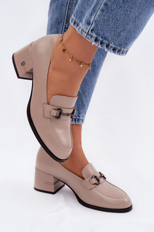 Kožené topánky Dámske s podpätkami Vinceza 18116 béžová