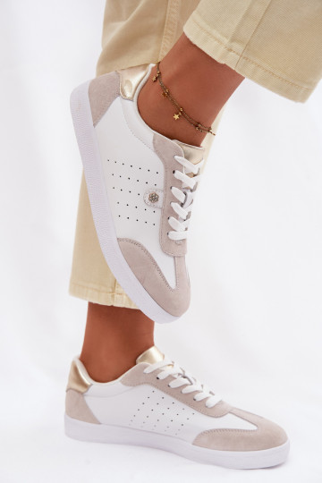 Tenisky model obuvi DámskeZapnutéturalnej Skóry S.Barski LR61-7091 biela farba