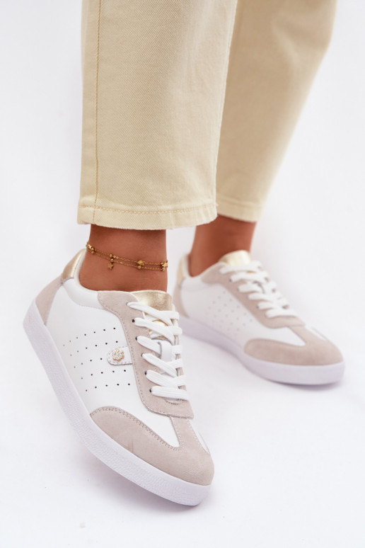 Tenisky model obuvi DámskeZapnutéturalnej Skóry S.Barski LR61-7091 biela farba