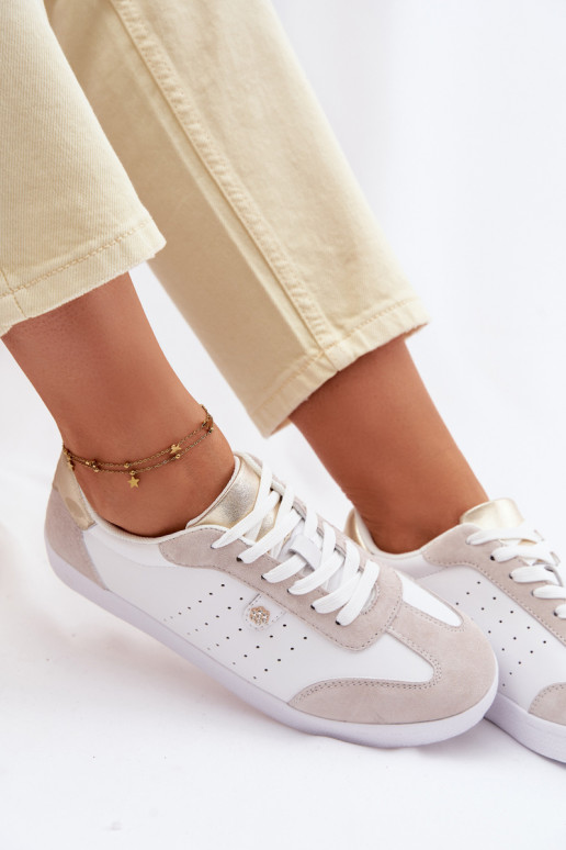 Tenisky model obuvi DámskeZapnutéturalnej Skóry S.Barski LR61-7091 biela farba