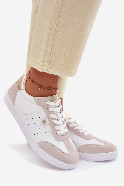 Tenisky model obuvi DámskeZapnutéturalnej Skóry S.Barski LR61-7091 biela farba