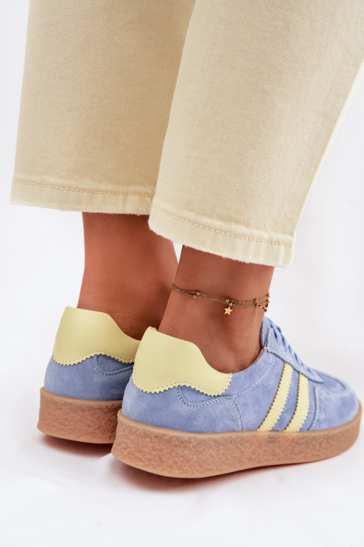 Kožené zo semišu Tenisky model obuvi Dámske S.Barski LR61-7089 Modrá