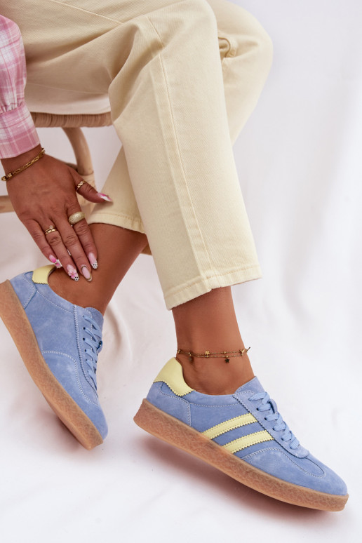 Kožené zo semišu Tenisky model obuvi Dámske S.Barski LR61-7089 Modrá