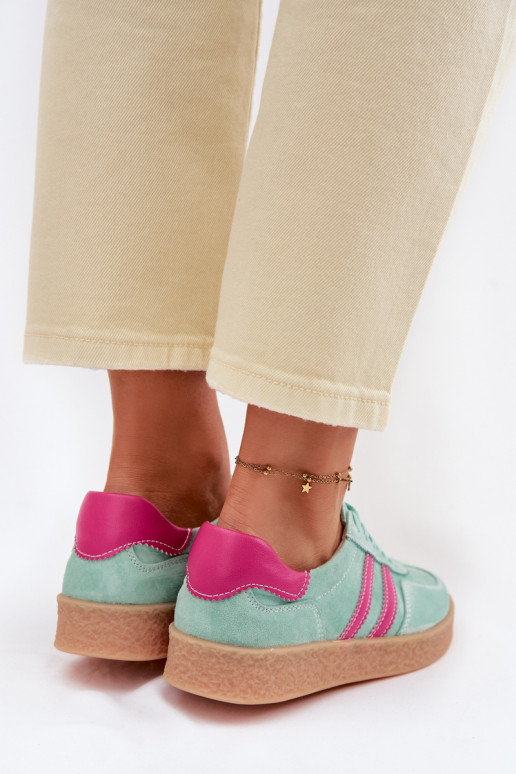 Kožené zo semišu Tenisky model obuvi Dámske S.Barski LR61-7089 mätové farby