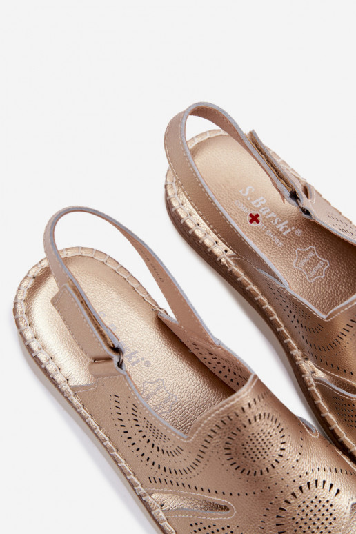 Kožené Sandále na platforme S.Barski GR61-5916 zlatej farby