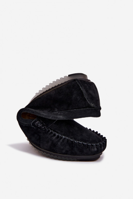 rovná sa dámske mokasínyZapnutéturalnego zo semišuu S.Barski LR61-7029 čierna