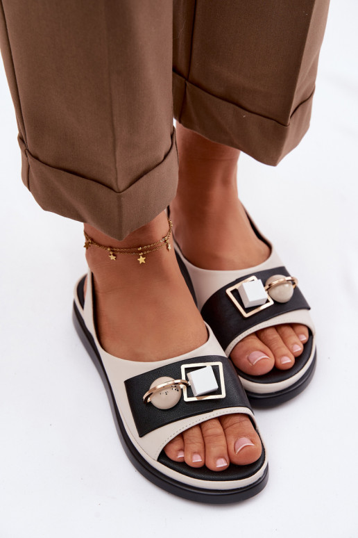 Dámske sandále Dámske s ozdobami D&A GR61-5932 béžová