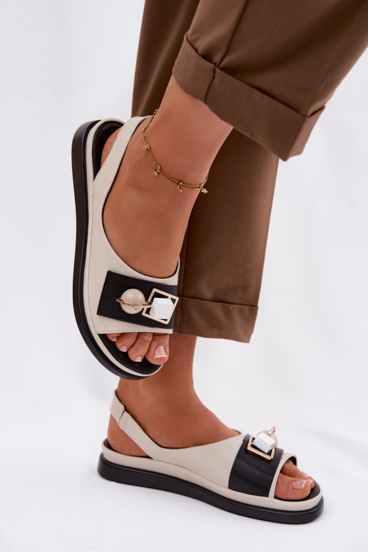 Dámske sandále Dámske s ozdobami D&A GR61-5932 béžová