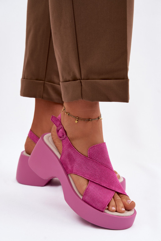 Dámske sandále Dámske s platformou S.Barski LR61-7005 Ružová