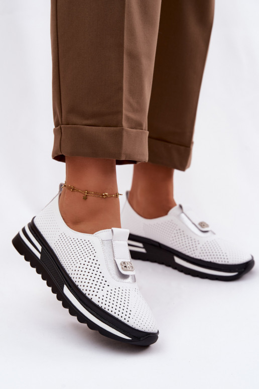 Trvalý model topánky DámskeZapnutéturalnej Skóry S.Barski LR61-7092 biela farba