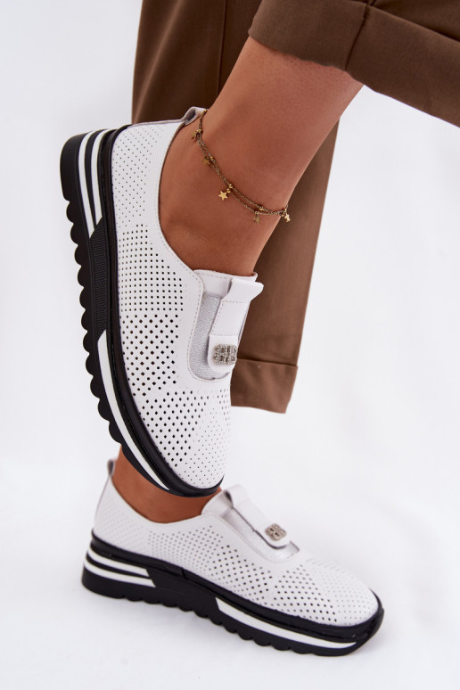 Trvalý model topánky DámskeZapnutéturalnej Skóry S.Barski LR61-7092 biela farba