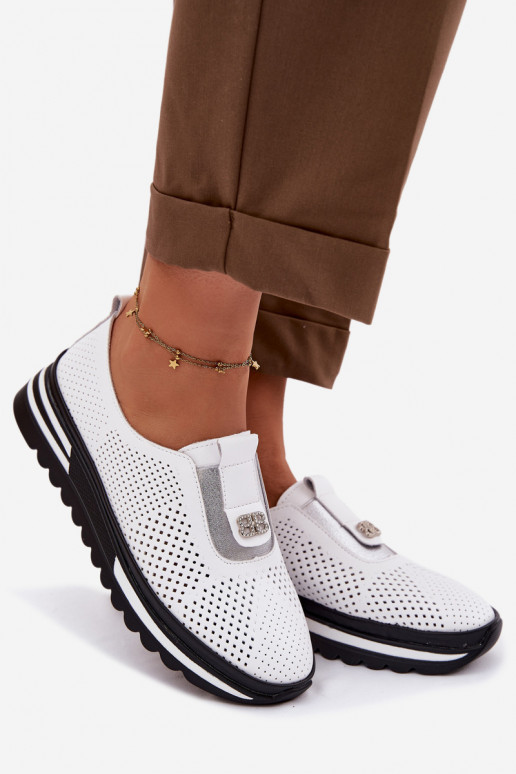 Trvalý model topánky DámskeZapnutéturalnej Skóry S.Barski LR61-7092 biela farba