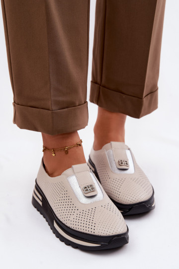 Trvalý model topánky DámskeZapnutéturalnej Skóry S.Barski LR61-7092 béžová