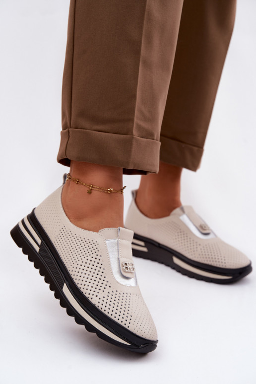 Trvalý model topánky DámskeZapnutéturalnej Skóry S.Barski LR61-7092 béžová