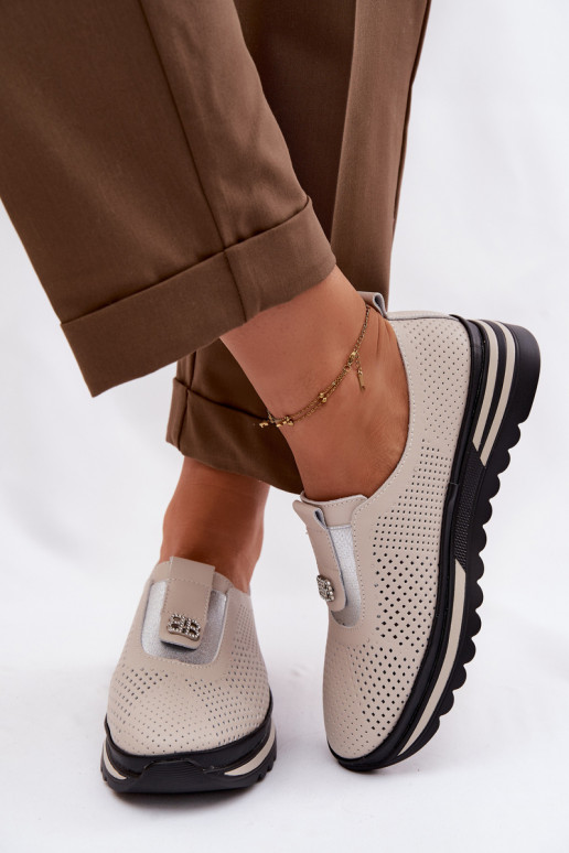 Trvalý model topánky DámskeZapnutéturalnej Skóry S.Barski LR61-7092 béžová