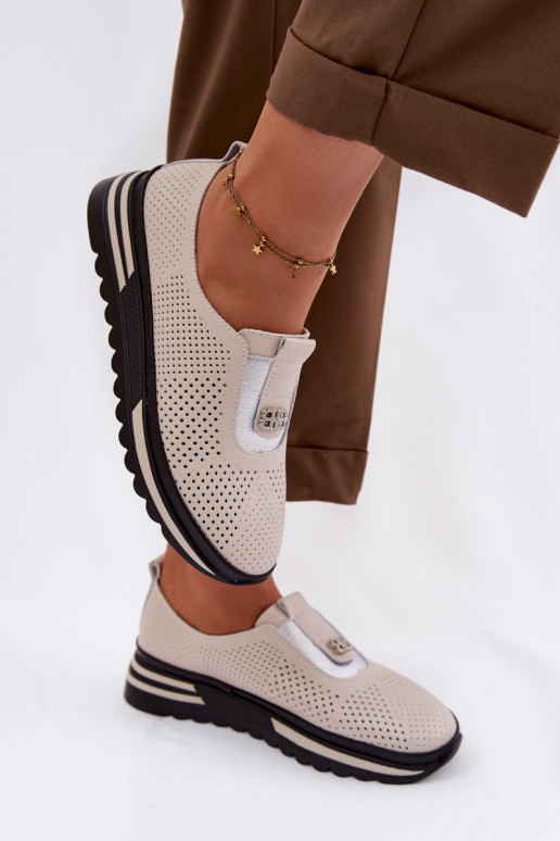 Trvalý model topánky DámskeZapnutéturalnej Skóry S.Barski LR61-7092 béžová