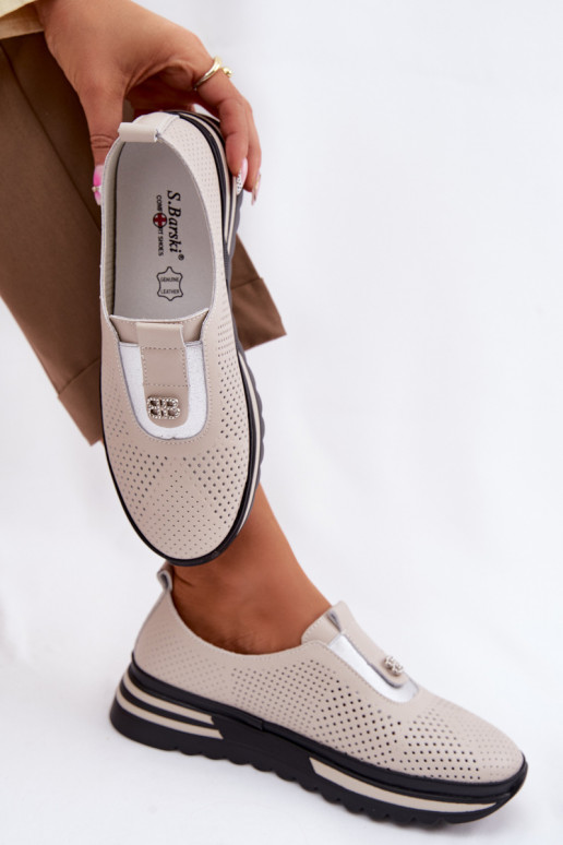 Trvalý model topánky DámskeZapnutéturalnej Skóry S.Barski LR61-7092 béžová