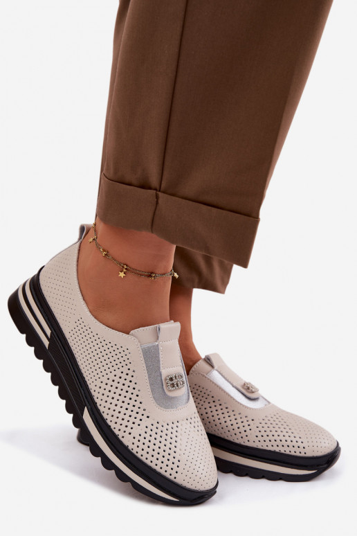 Trvalý model topánky DámskeZapnutéturalnej Skóry S.Barski LR61-7092 béžová