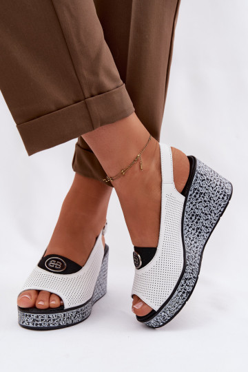 Kožené Sandále na platforme S.Barski LR61-7010 biela farba