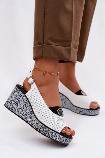 Kožené Sandále na platforme S.Barski LR61-7010 biela farba 2