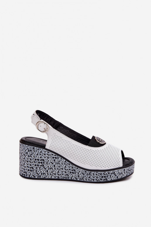 Kožené Sandále na platforme S.Barski LR61-7010 biela farba