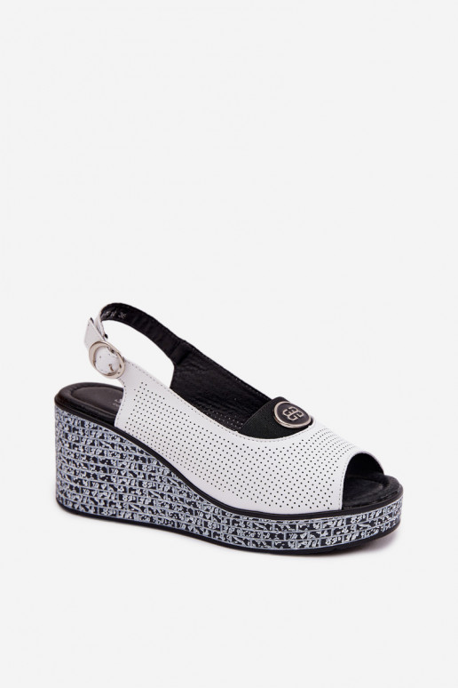 Kožené Sandále na platforme S.Barski LR61-7010 biela farba