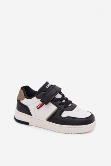 Detské športové topánky LEVI'S KICK SE VIRV0152S s lepivými zapínaniami v bielo-čiernej farbe