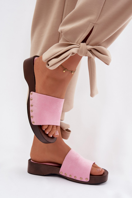 Dámske papuče Ze zlatej farbymi Svorníky Ružová Ferinna