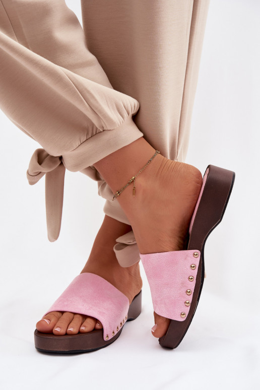 Dámske papuče Ze zlatej farbymi Svorníky Ružová Ferinna