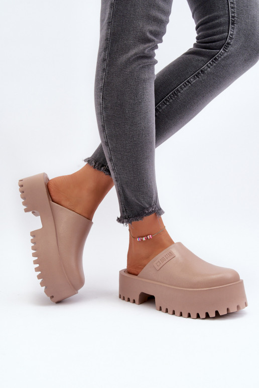 Papuče s módnou masívnou podrážkou Big Star NN274016 béžová