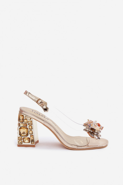 sandále Perregimi s podpätkami so svietiacimi otvormi Vinceza 70121 zlatej farby