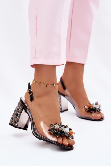 sandále Perregimi s podpätkami so svietiacimi otvormi Vinceza 70121 čierna