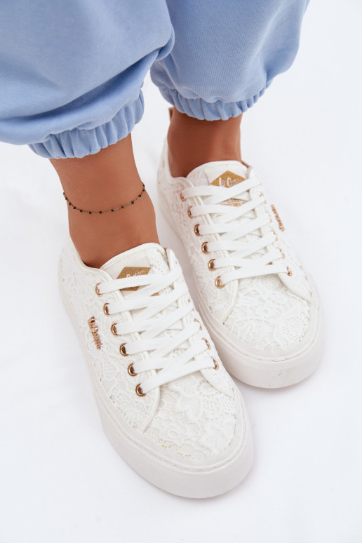 Bežná obuv s čipkou Lee Cooper LCIN-26-02-4060 biela farba