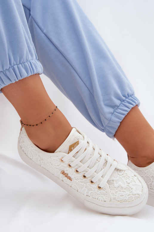 Bežná obuv s čipkou Lee Cooper LCIN-26-02-4060 biela farba