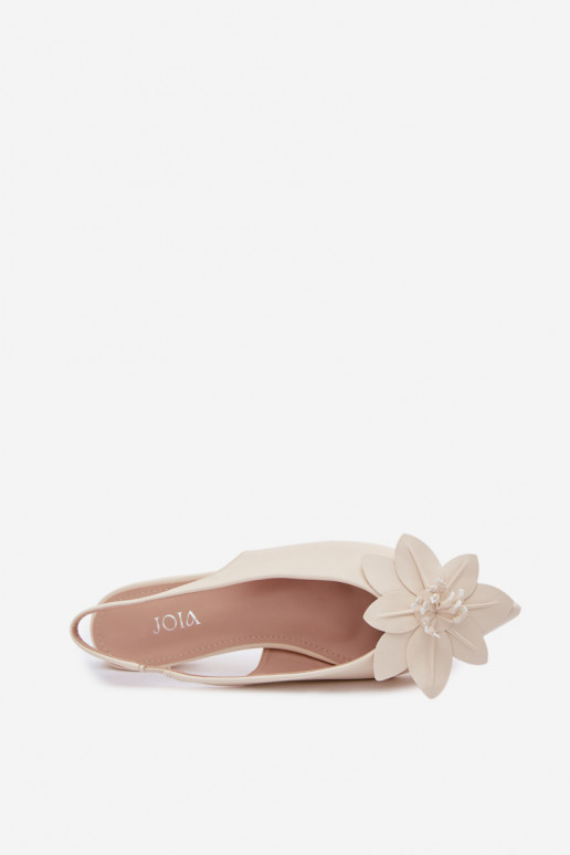 Dámske sandále so širokými podpätkamiDekoracyjnym Kvet slonovina Telivette