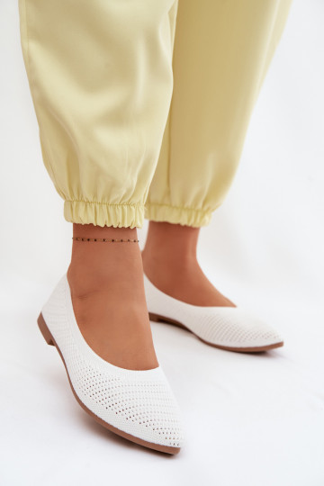 Sieťovina Látkové balerínky Dámske biela farba Sarina