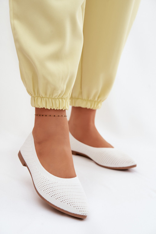 Sieťovina Látkové balerínky Dámske biela farba Sarina