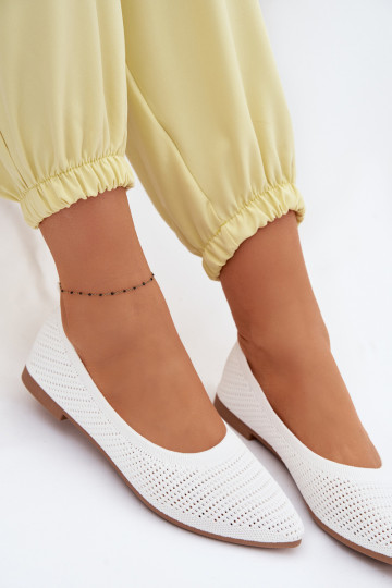 Sieťovina Látkové balerínky Dámske biela farba Sarina 2