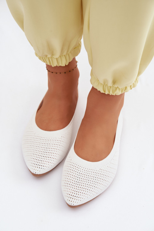 Sieťovina Látkové balerínky Dámske biela farba Sarina